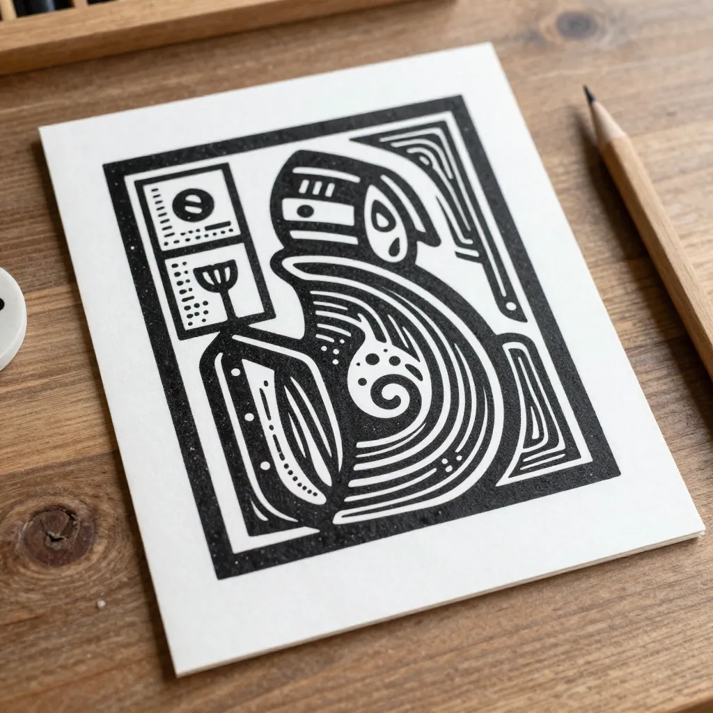 Organic forms block print